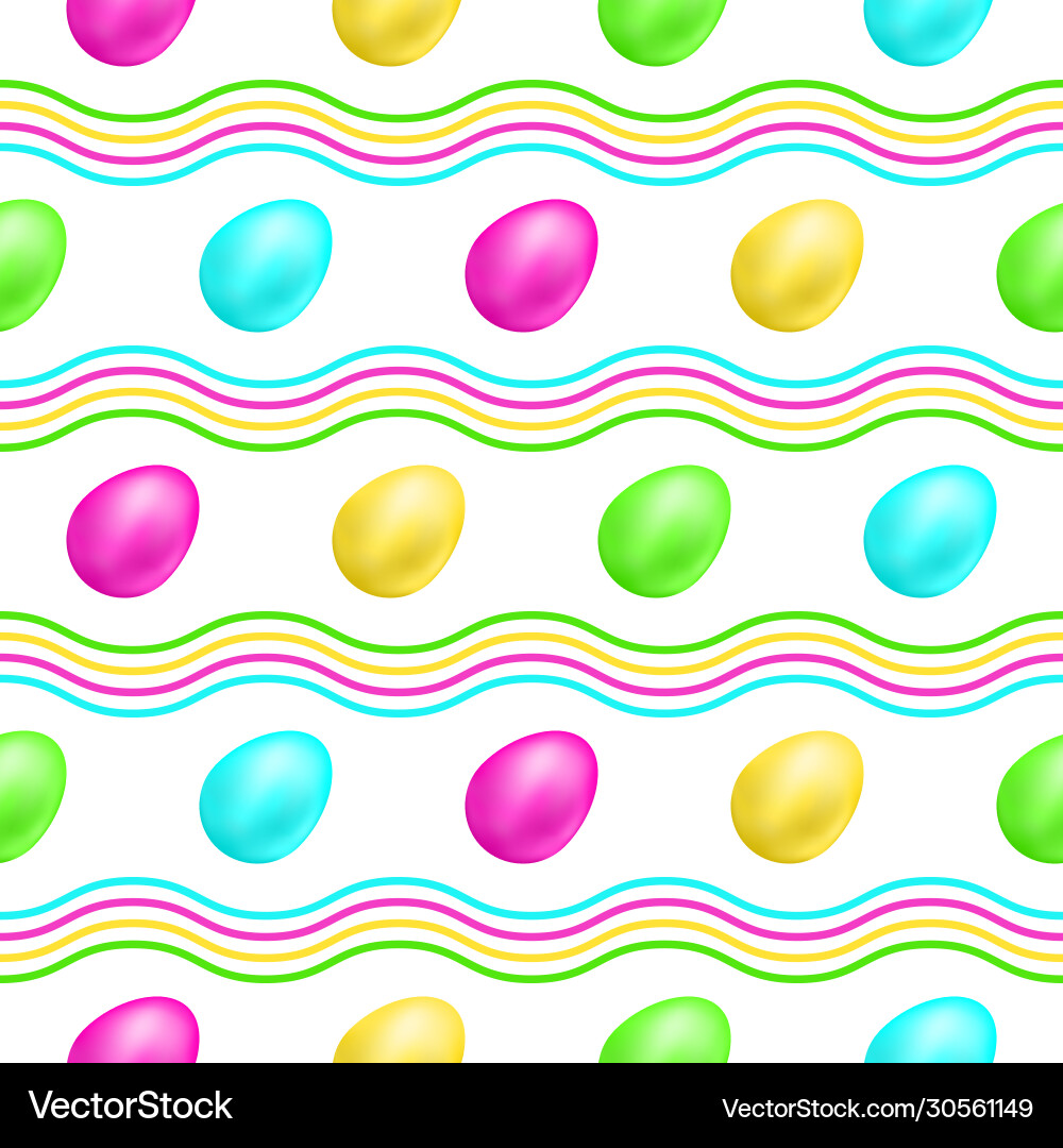 Seamless pattern with colorful 3d easter eggs Vector Image