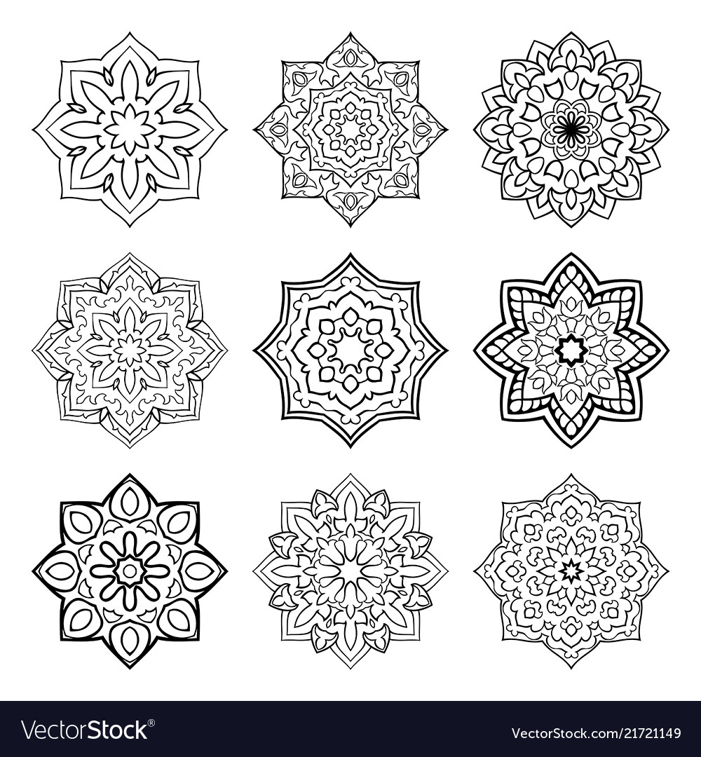 Download Set of simple mandalas Royalty Free Vector Image