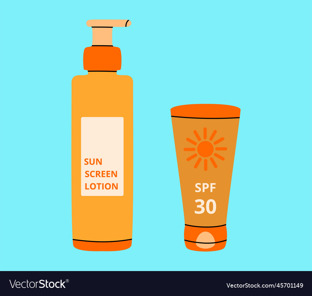 Sun protection spray cartoon spf lotion beach Vector Image