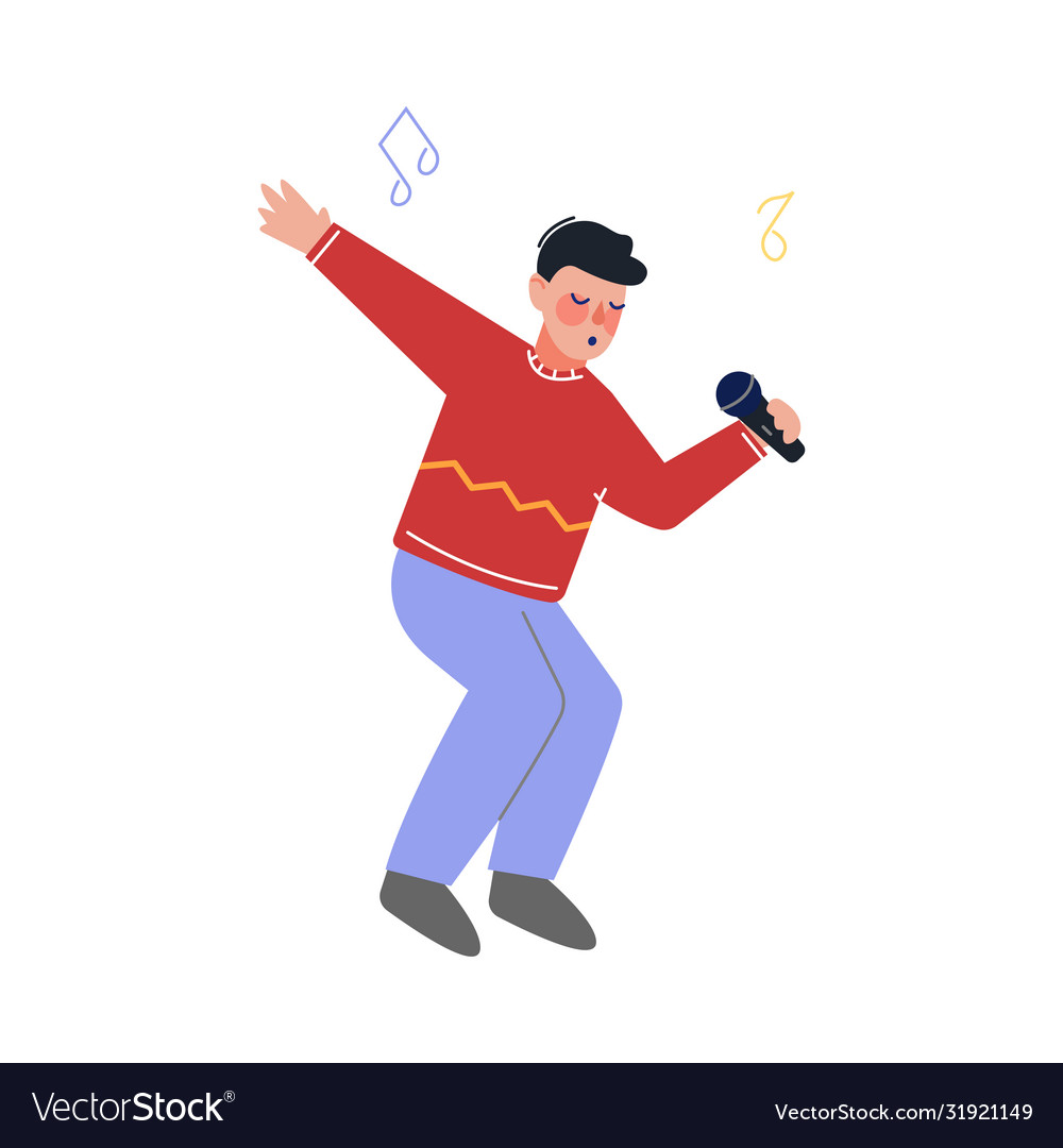 Teen Boy Singing With Microphone Talented Vector Image teen-boy-singing-with-microphone-talented-vector-image