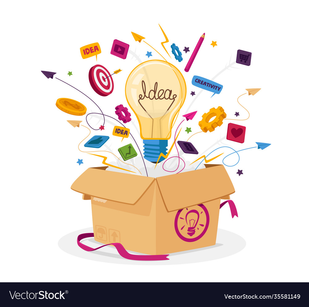 Think outside box business concept open carton Vector Image