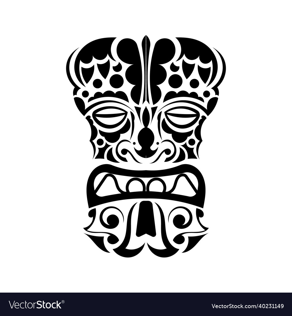 Totem face in polynesian or maori style Royalty Free Vector