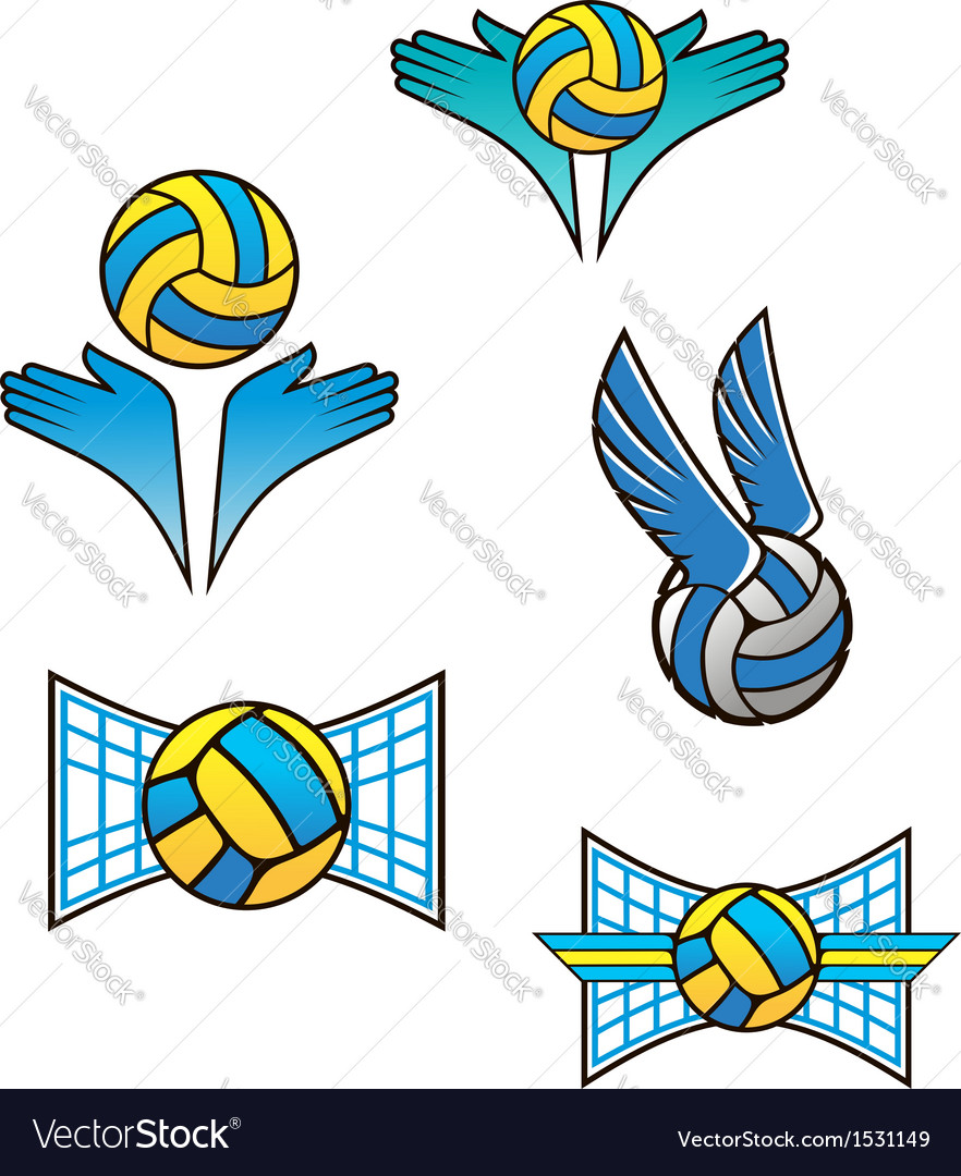 Volleyball sports symbols and icons Royalty Free Vector