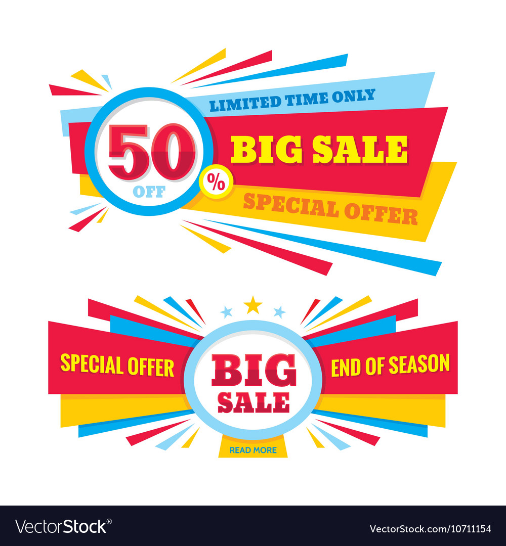 Big Sale Banner Discount 50 Off Royalty Free Vector Image