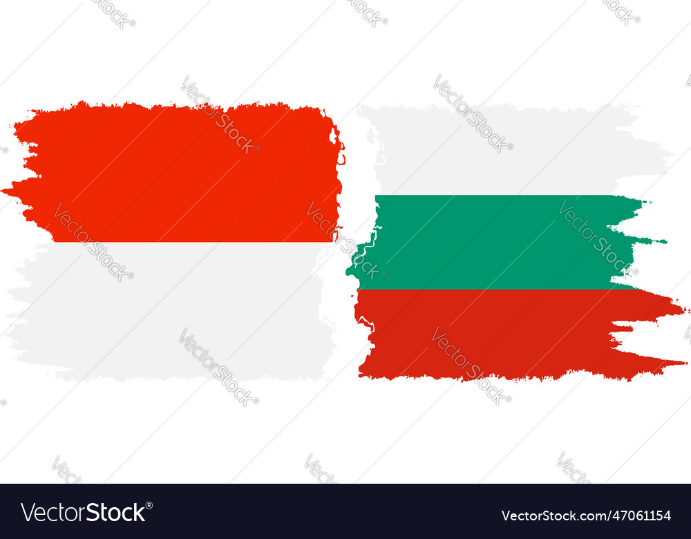 Bulgaria And Indonesia Grunge Flags Connection Vector Image