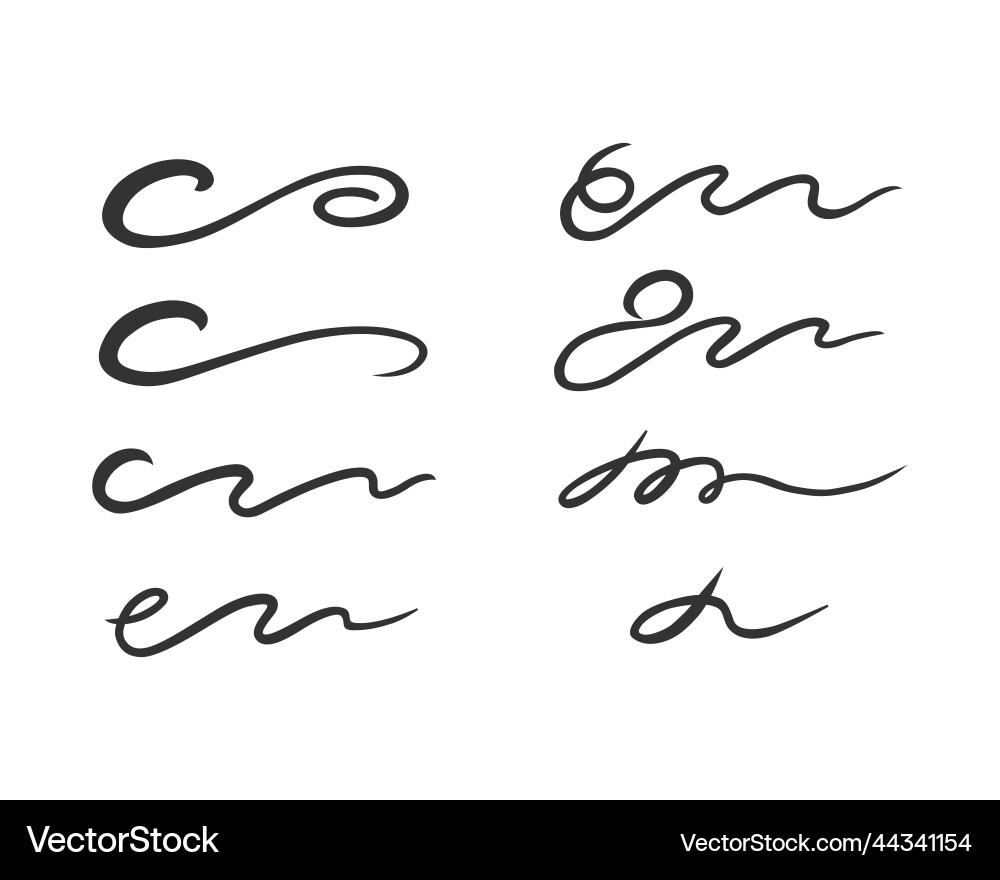 Curly swishes swashes swoops hand drawn Royalty Free Vector