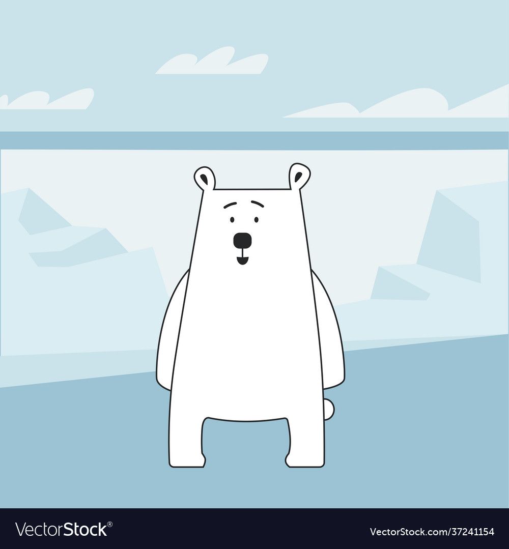 Cute polar cartoon white bear on a snowy Vector Image