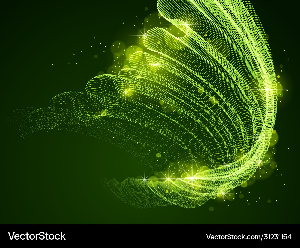 Flowing magic energy particles over dark wave Vector Image