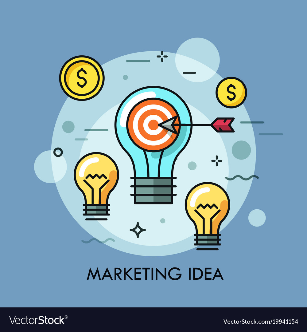 Light bulb with shooting target and arrow in Vector Image