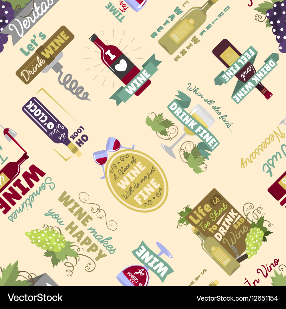Seamless pattern with bottles and glasses Vector Image