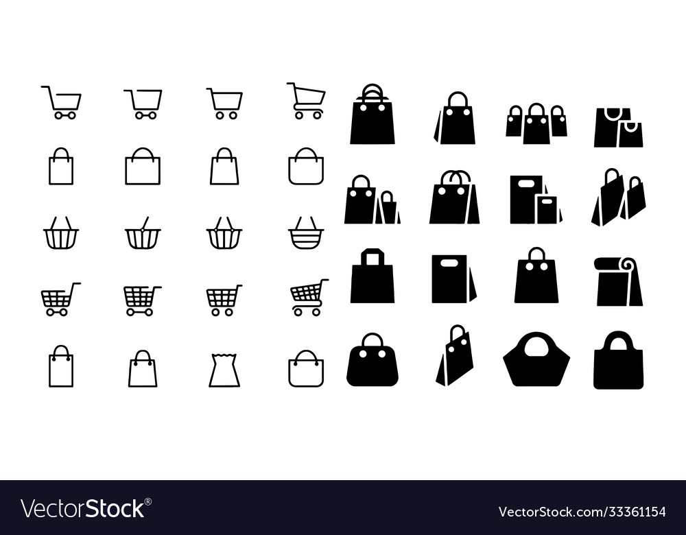 Shopping bag symbol set on white background Vector Image