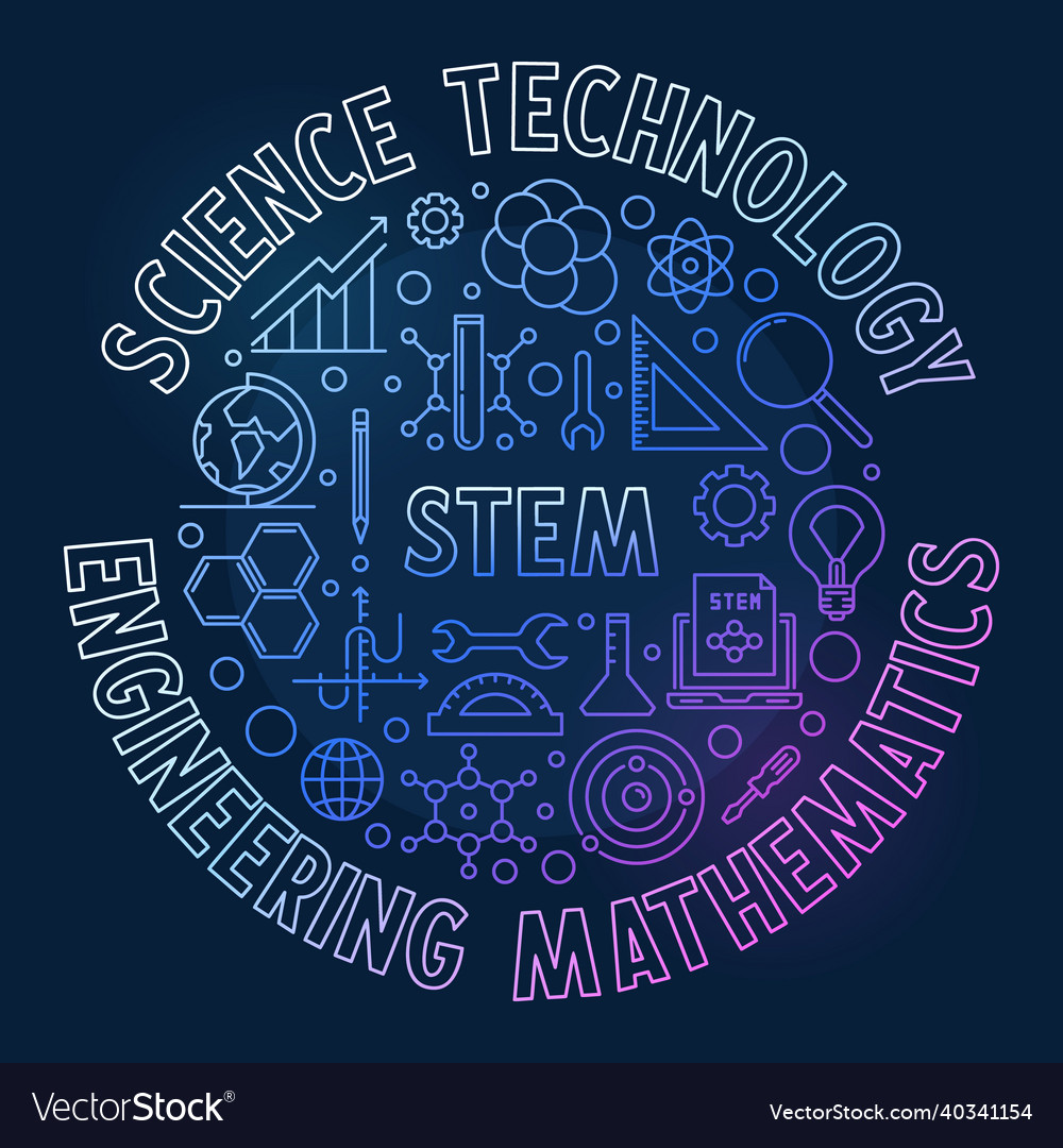 Stem creative round modern colored linear Vector Image