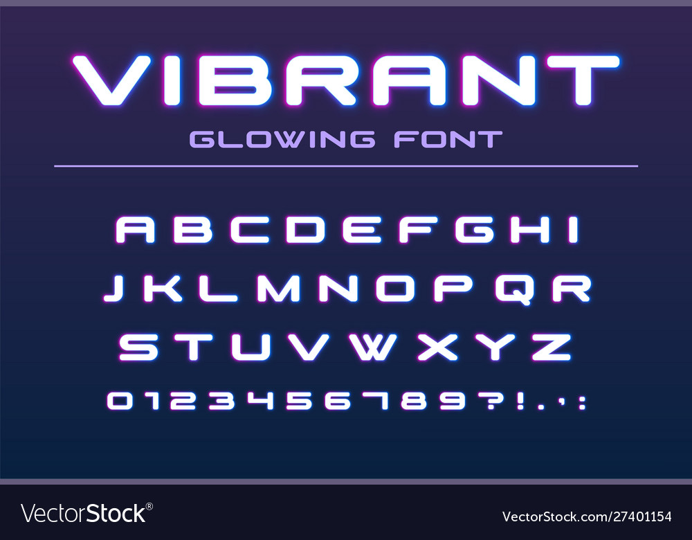 Vibrant color glowing font future futuristic vector image Vibrant color glowing font future futuristic
