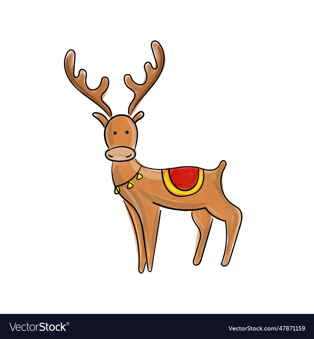 Cartoon christmas reindeer on white Royalty Free Vector