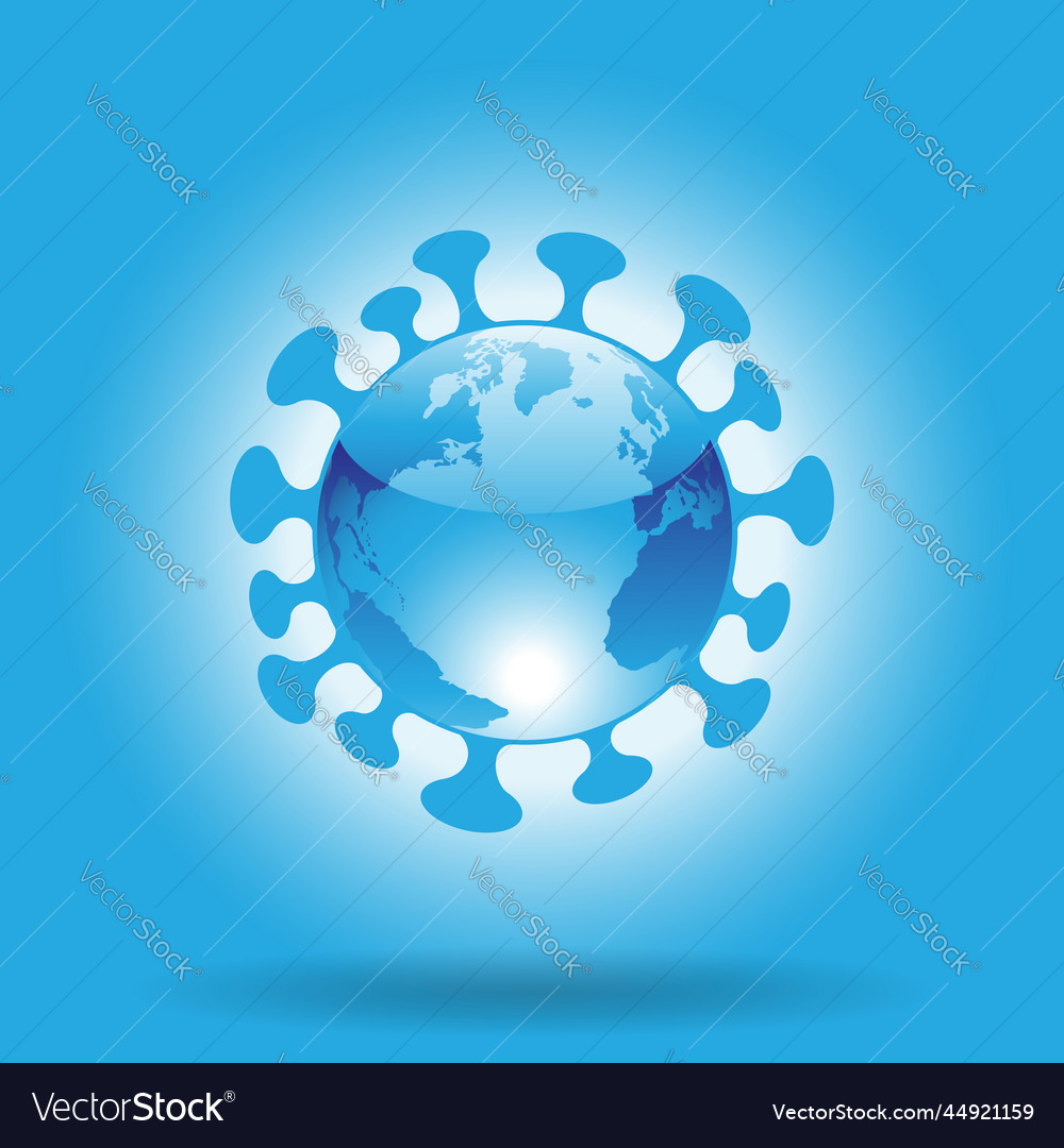 Globe shaped blue glossy coronavirus icon Vector Image