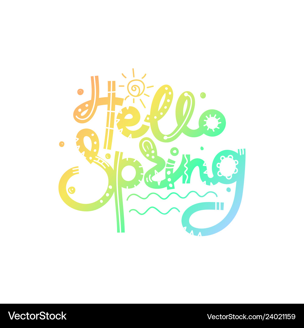 Hello spring gradient creative hand drawn Vector Image