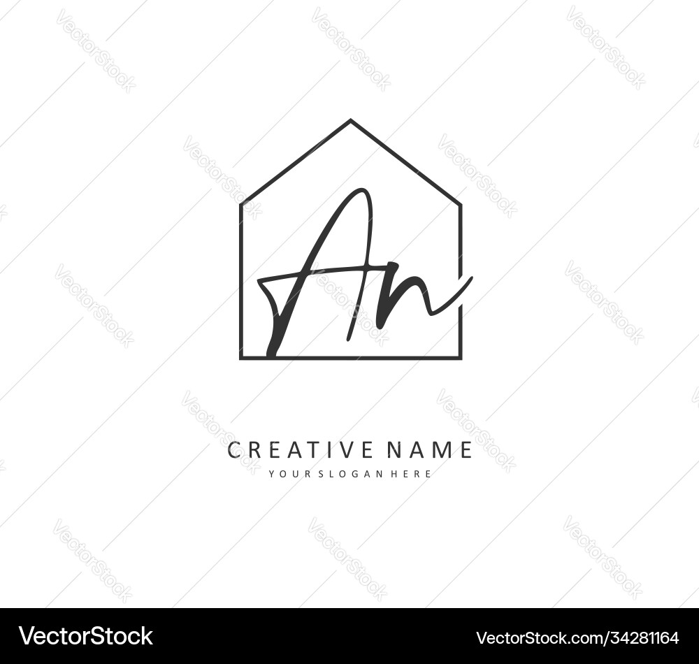 A n an initial letter handwriting and signature Vector Image