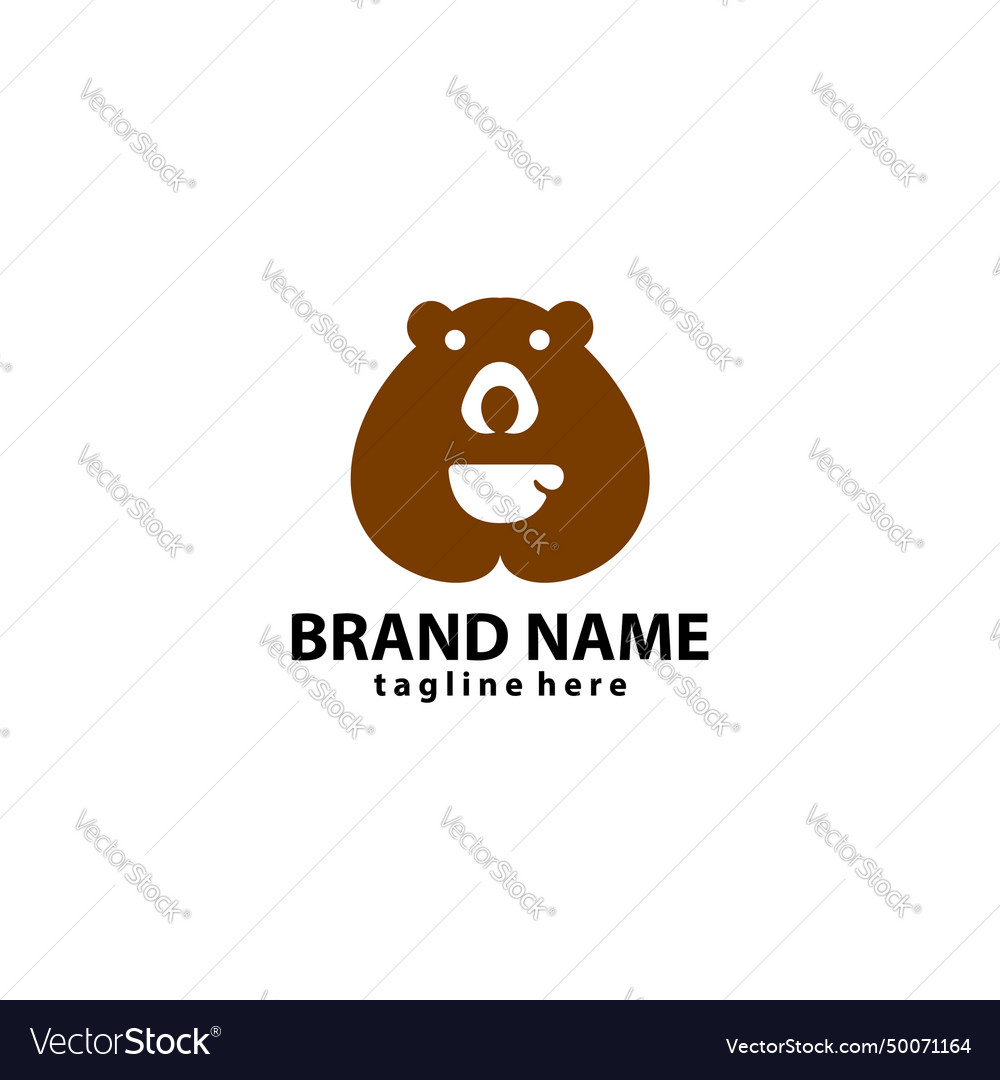 Bear coffee logo design Royalty Free Vector Image