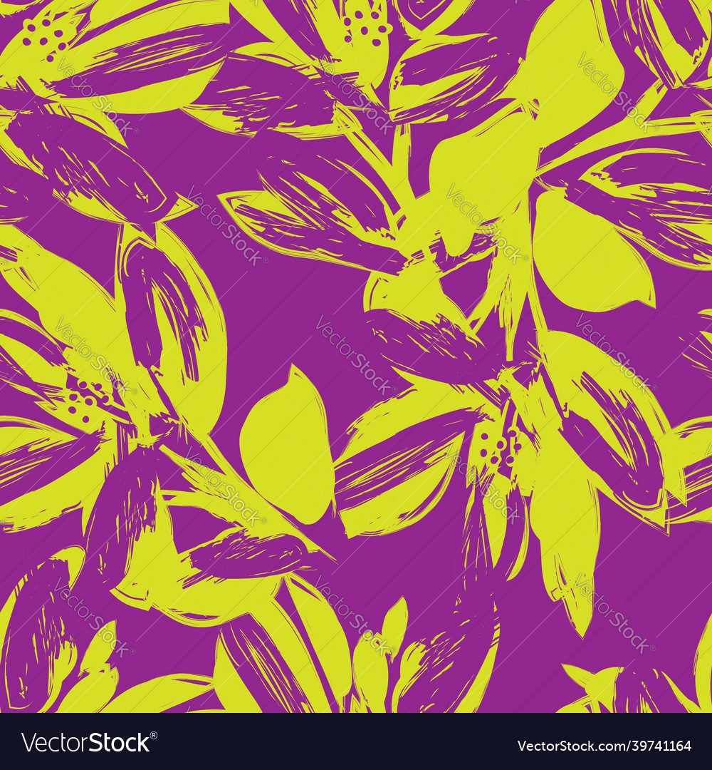 Floral brush strokes seamless pattern background Vector Image