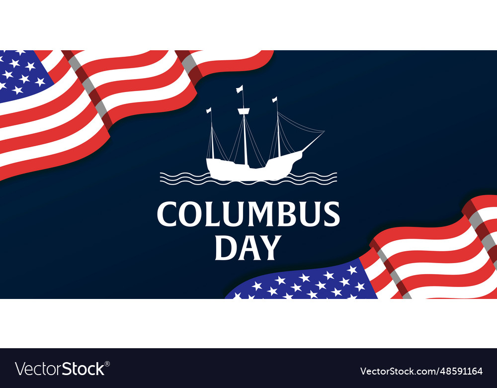 Happy columbus day horizontal banner Royalty Free Vector