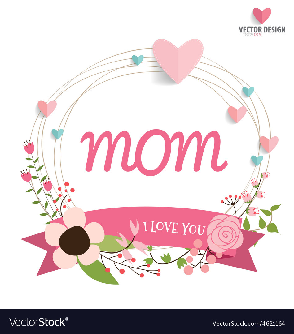 Happy mothers day floral bouquets with ribbon Vector Image