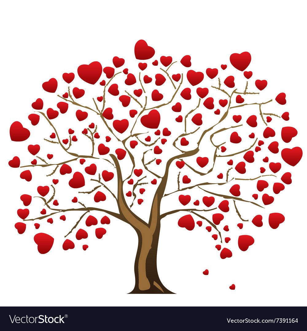 Download Love tree with heart leaves Royalty Free Vector Image