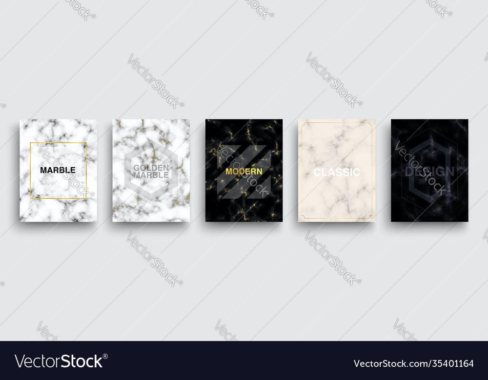 Set marble texture posters luxury covers Vector Image