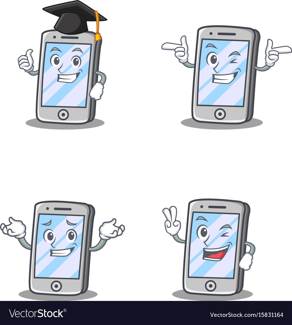 Set of iphone character with graduation wink Vector Image