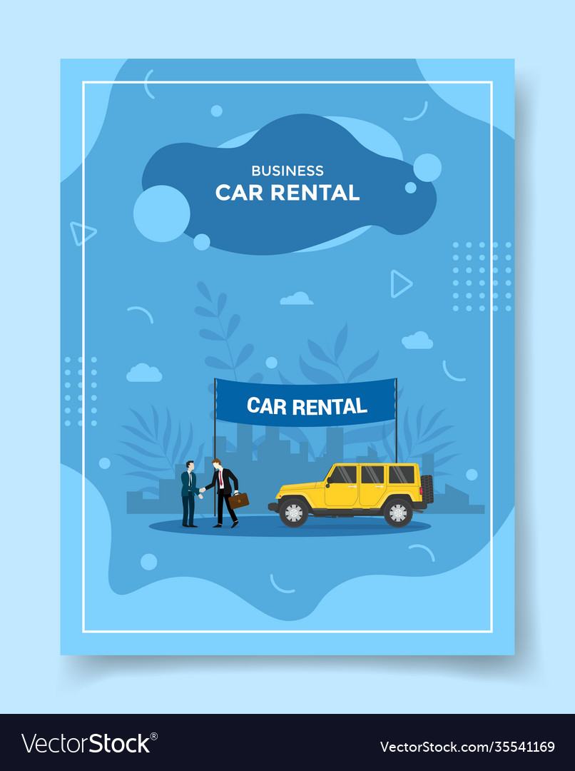 Car rental people handshake around background Vector Image