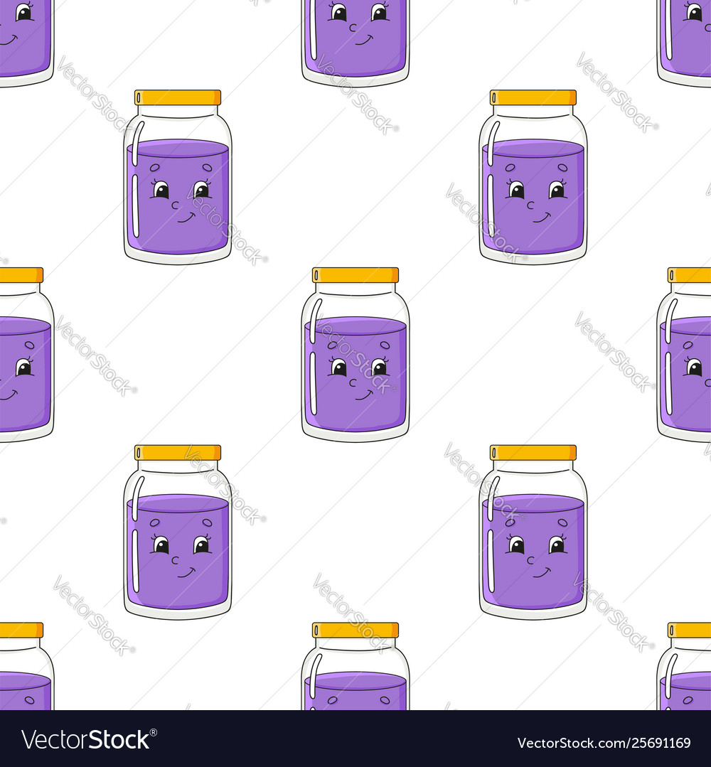 Happy jam colored seamless pattern with cute Vector Image