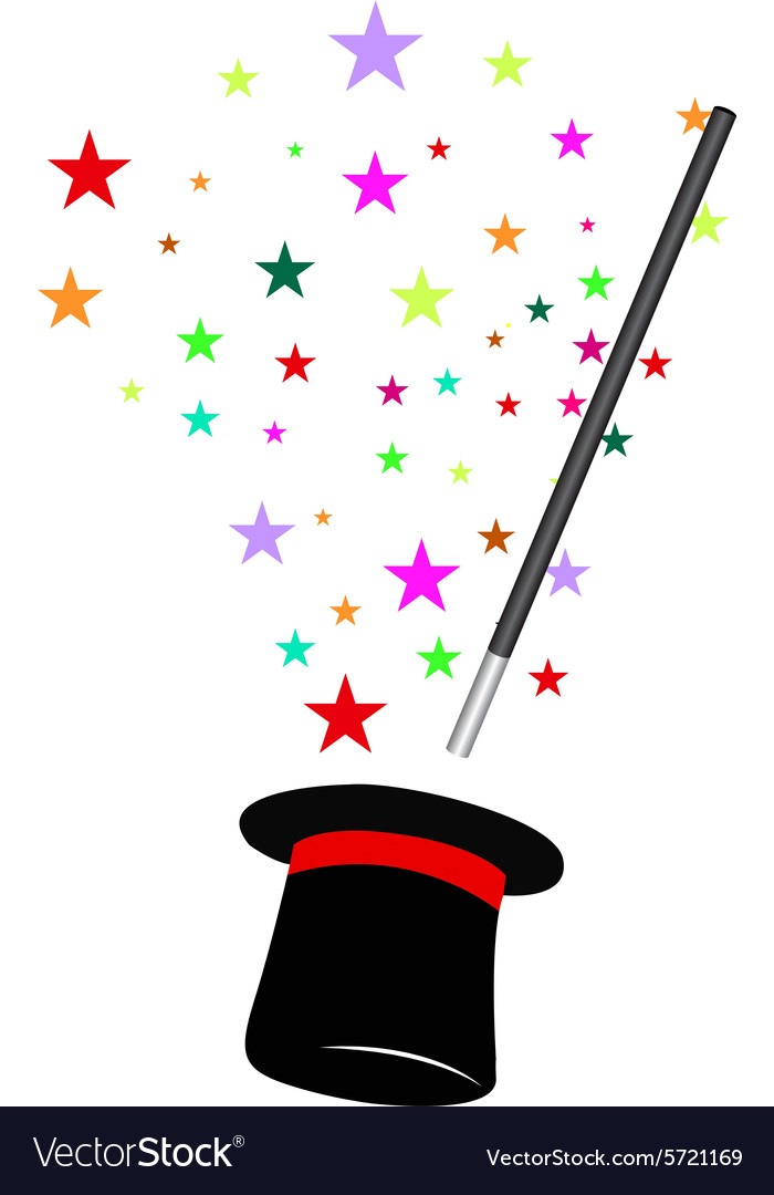 Magic hat and wand Royalty Free Vector Image - VectorStock