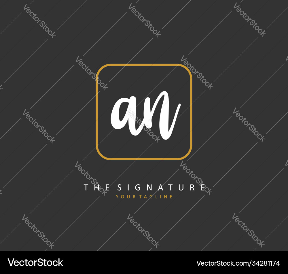 A n an initial letter handwriting and signature Vector Image
