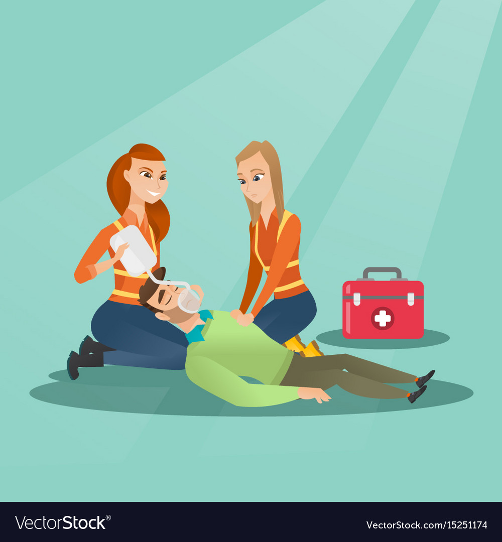 Emergency doing cardiopulmonary resuscitation Vector Image