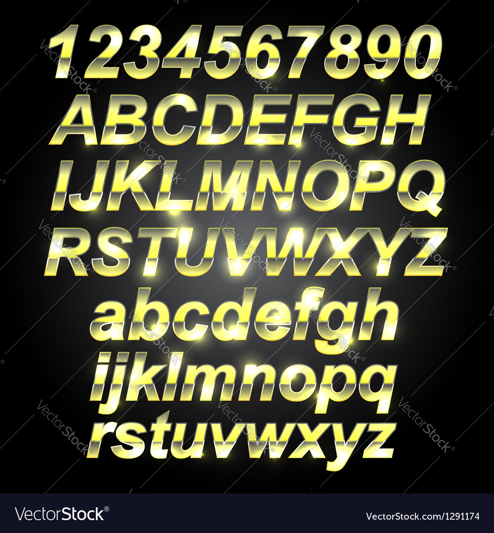 Gold metal font letters