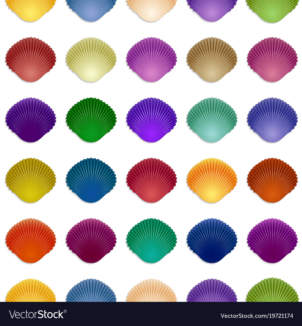 seamless colorful seashell template background vector image sea shell templates