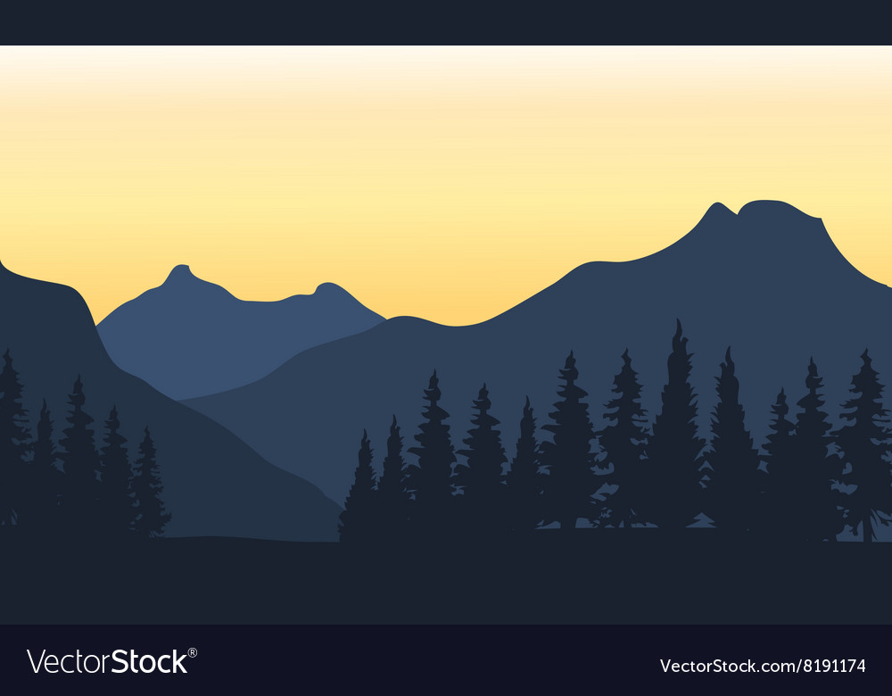 Silhouette of mountain and orange background