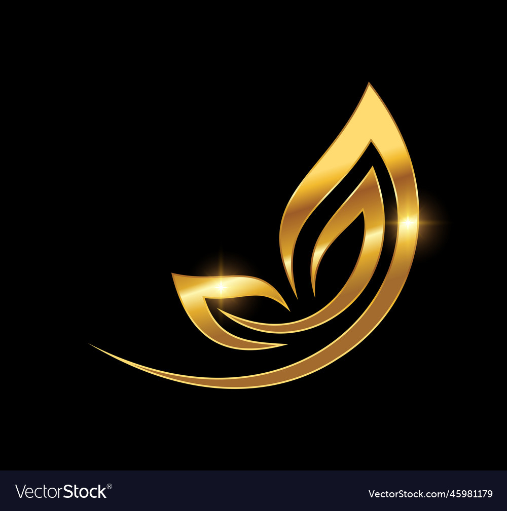 Golden Butterfly Leaf Logo Icon Royalty Free Vector Image