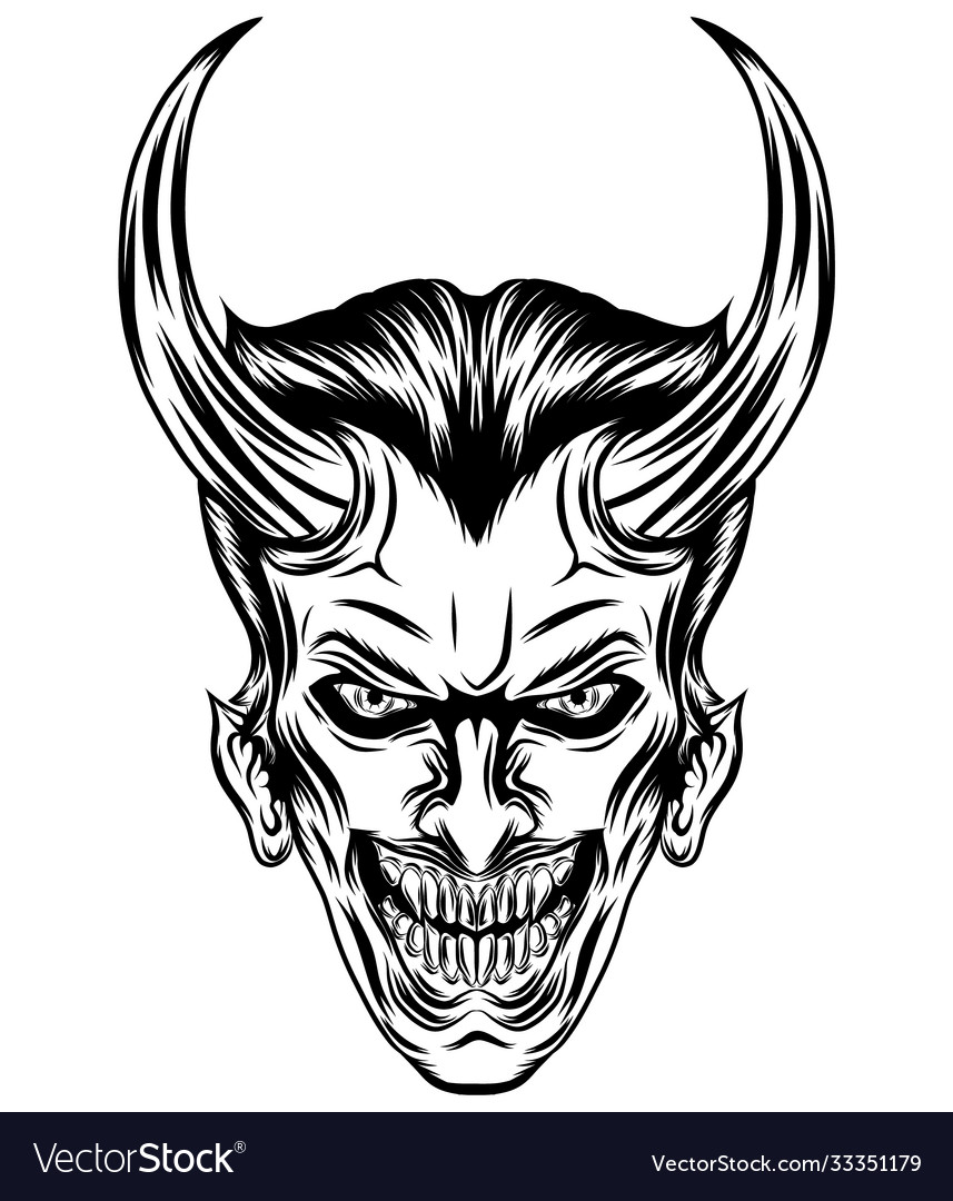 Vampire with two sharp horns Royalty Free Vector Image