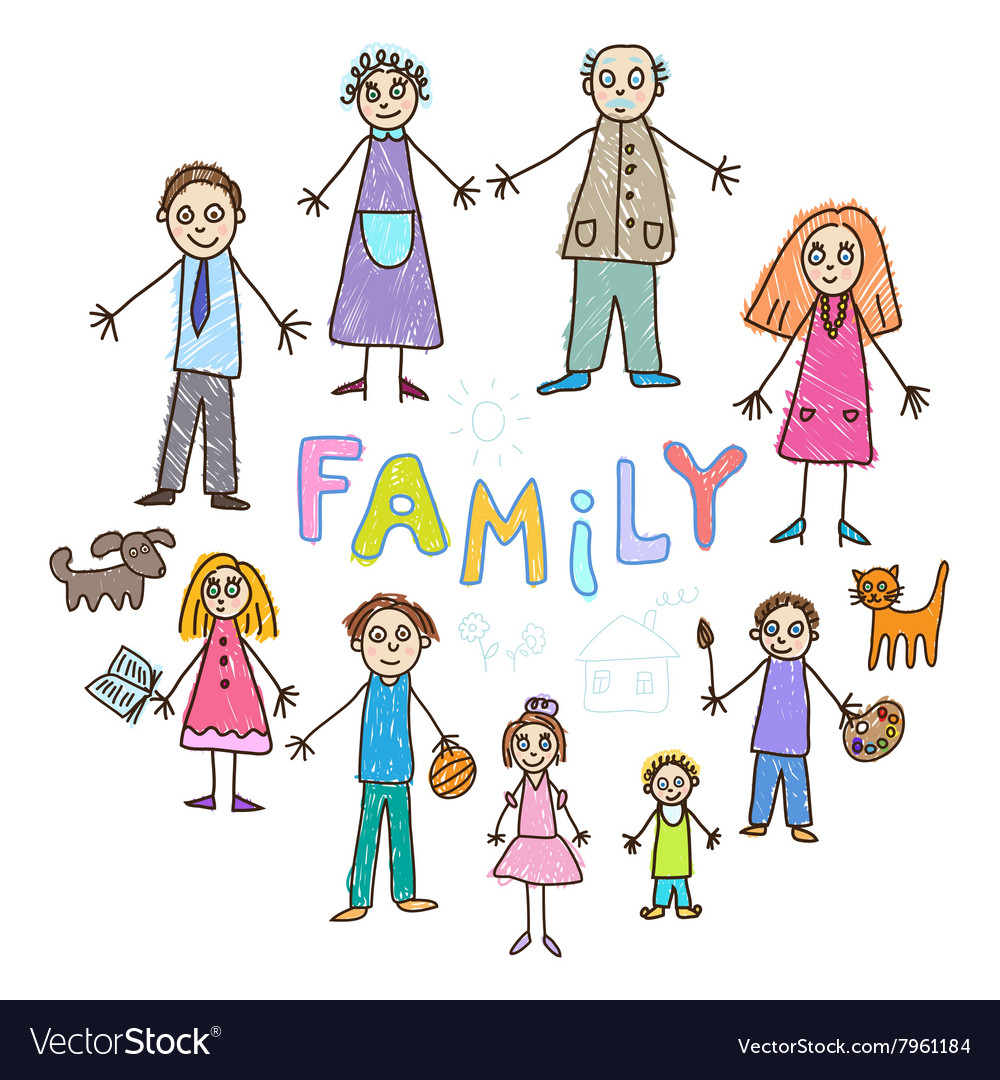 Family Picture Drawing For Kids Family