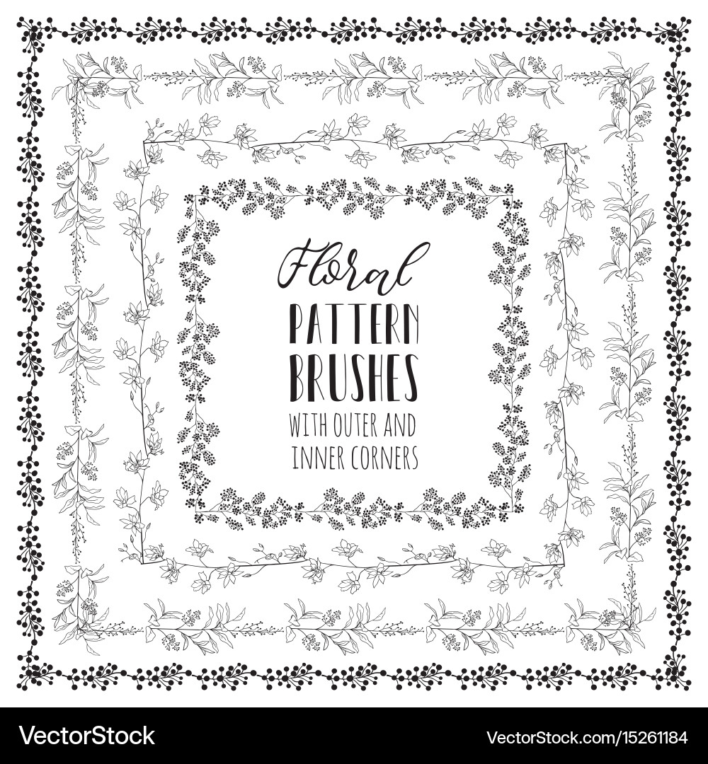 Floral pattern brushes with branches Royalty Free Vector