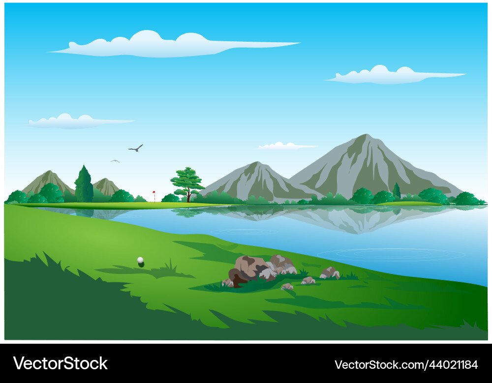 Golf course scenery Royalty Free Vector Image - VectorStock
