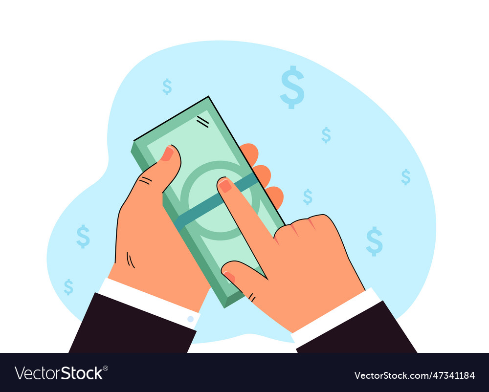 Hands of businessman counting cash money Vector Image