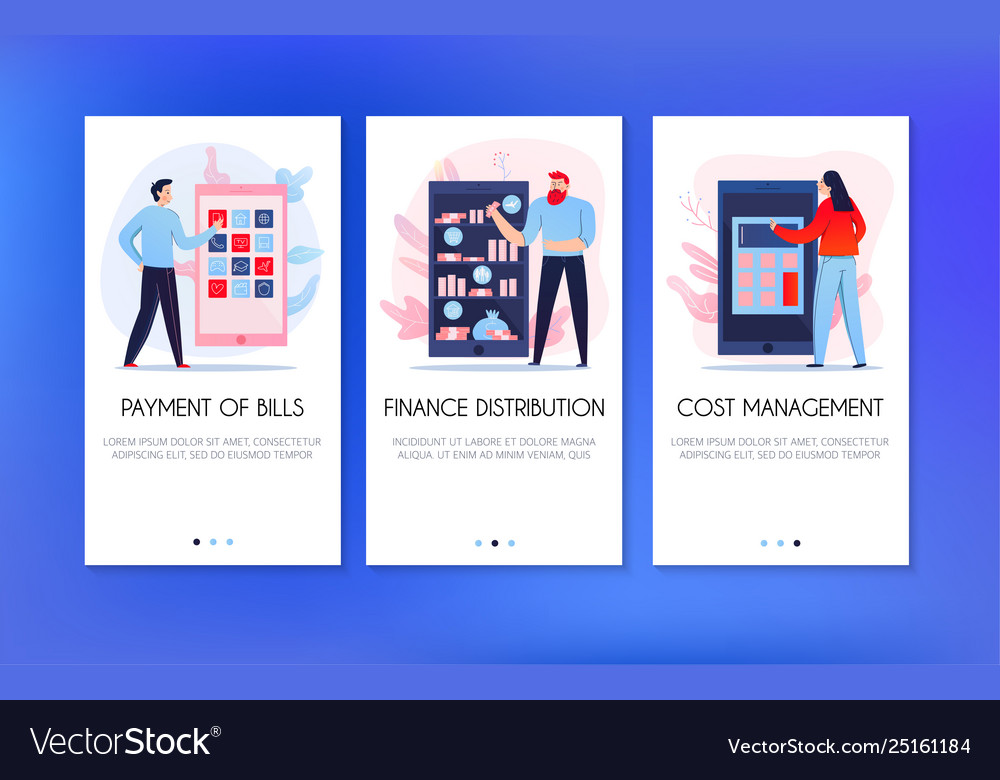 Mobile Banking Banners Set Royalty Free Vector Image