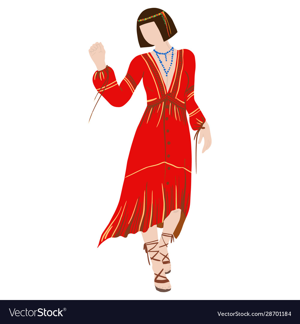 red hippie dress