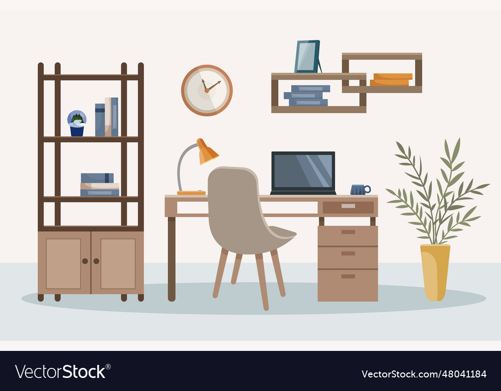 Workplace modern interior office Royalty Free Vector Image