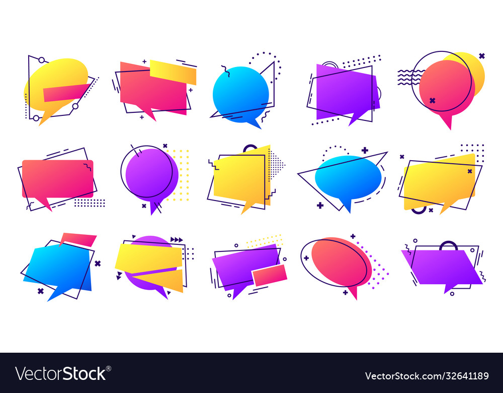 Gradient speech bubble set colorful frames Vector Image