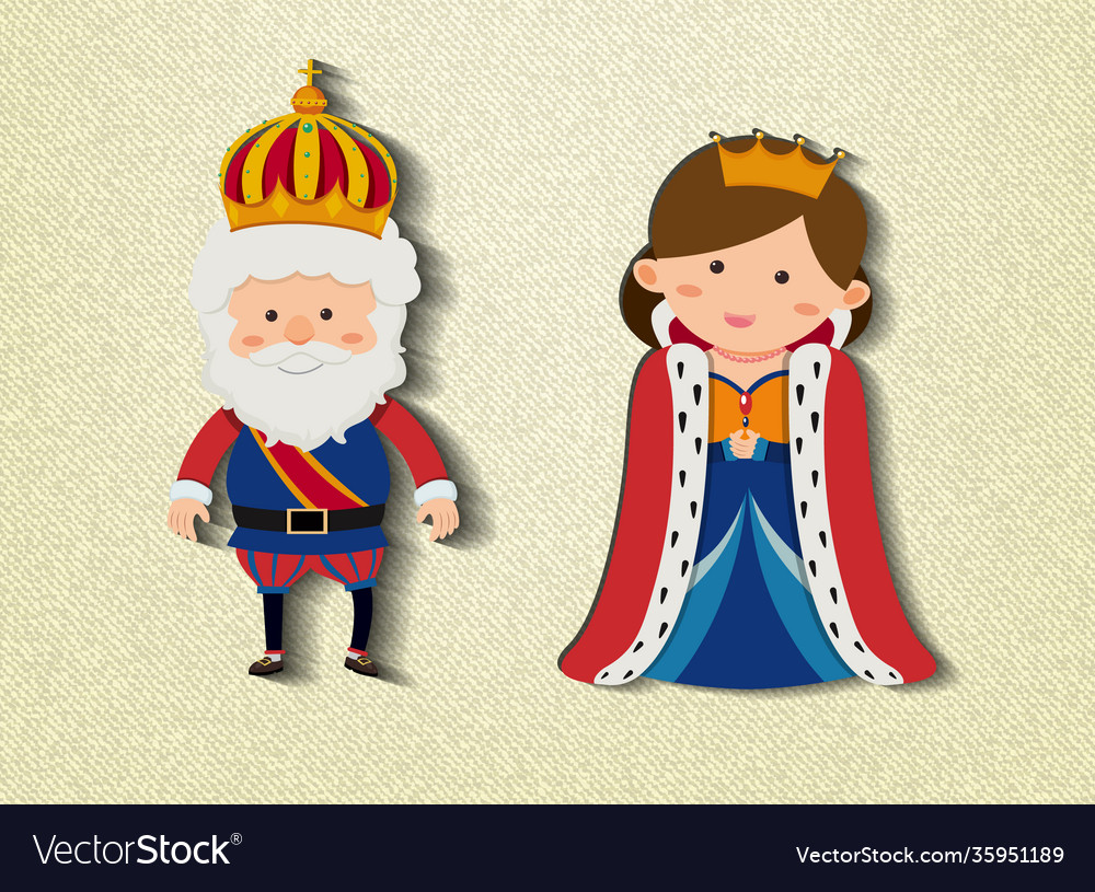 King and queen cartoon character set 6607691 Vector Art at Vecteezy