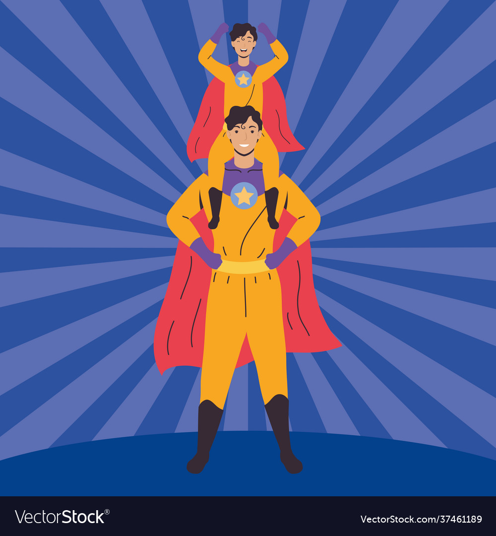 Super dad and son Royalty Free Vector Image - VectorStock