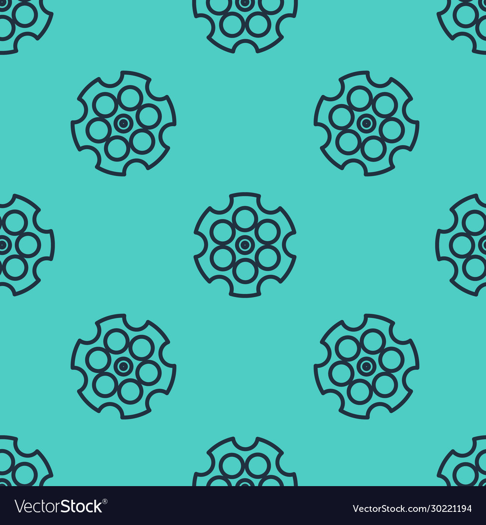 Black line revolver cylinder icon isolated Vector Image