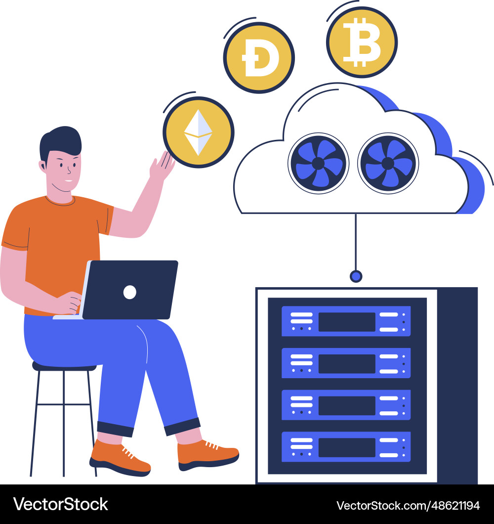 Cloud mining crypto concept Royalty Free Vector Image